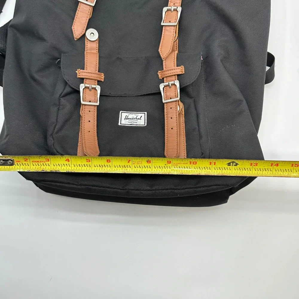 Herschel Supply Co Little America Backpack Black Tan Straps Laptop Sleeve Bag
